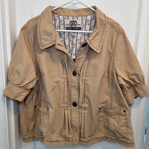 Route 66 Short Sleeve Khaki Utility Button Down Cotton Jacket Womens Plus 1X